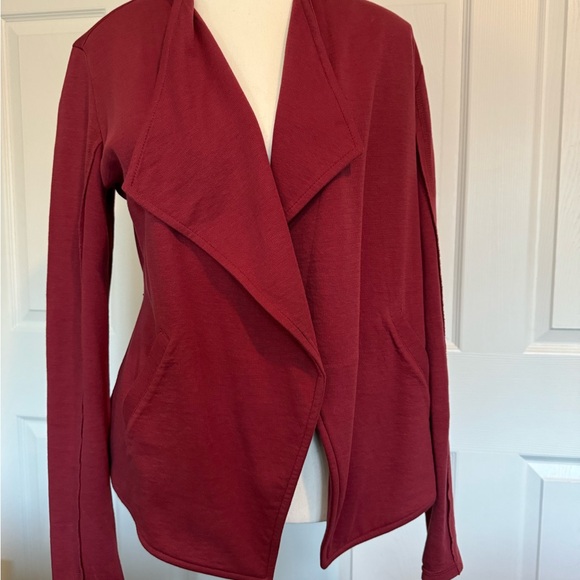 Caslon Jackets & Blazers - Caslon Drape collar knit blazer-small-burgundy-excellent condition barely worn